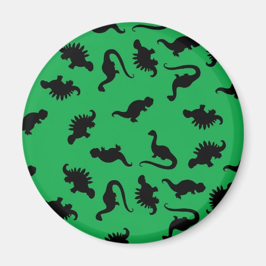 Aimant Dinosaur Silhouettes on Green Background (Devant)
