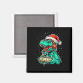 Aimant Dinosaur T Rex Jeu Vidéo Jeu Santa Hat Christ (Recto/Verso)