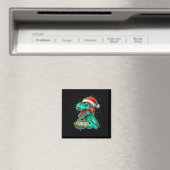 Aimant Dinosaur T Rex Jeu Vidéo Jeu Santa Hat Christ (In Situ (Lave-vaisselle))