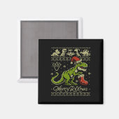 Aimant Dinosaur Ugly Christmas Sweater - Funny Noël  (Recto/Verso)