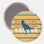Aimant Dinosaure à rayures jaunes et bleues (Recto/Verso)