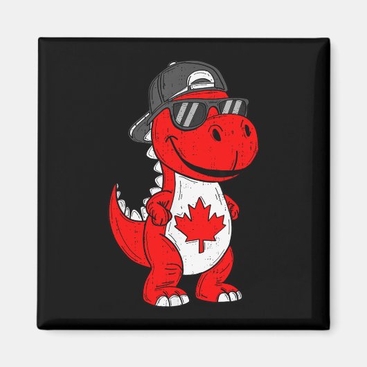 Aimant dinosaure canadien trex feuille d'érable canada ga (Devant)