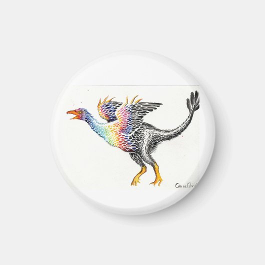 Aimant Dinosaure coloré à plumes (Devant)