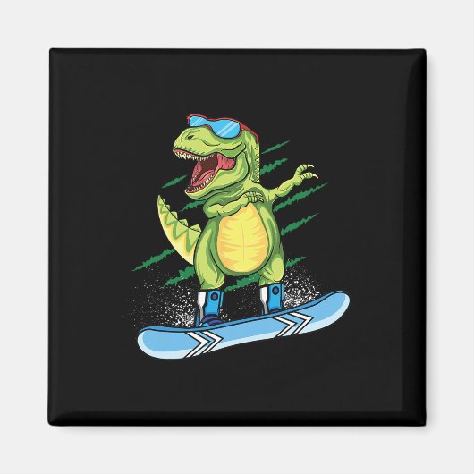Aimant Dinosaure cool planche à neige ski dabbing T Rex n (Devant)