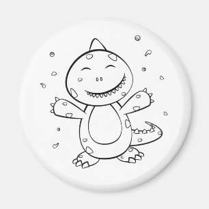 Aimant Dinosaure - Dessin d'animal à l'esquisse en noir e