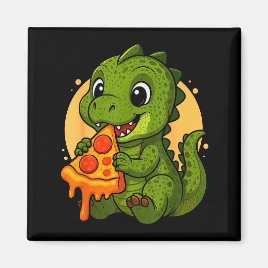 Aimant Dinosaure drôle mangeant Zza Graphique Garçons Fil (Devant)