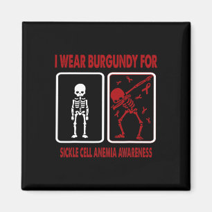 Aimant Dinosaure I Wear Burgundy For SICKCELL ANEMIA Aw