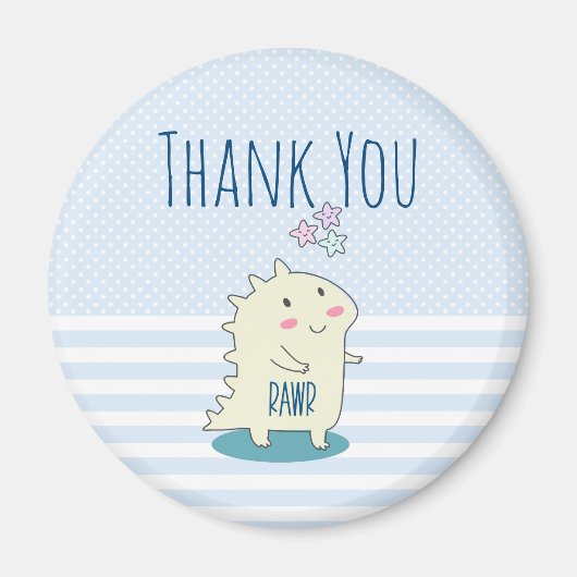Aimant Dinosaure Jaune mignonne avec Merci des étoiles jo (Devant)