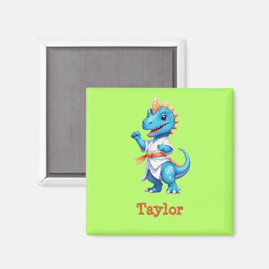 Aimant Dinosaure karaté bleu (Recto/Verso)