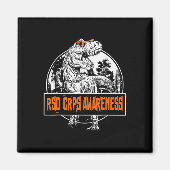 Aimant Dinosaure Orange Ribbon de sensibilisation RSD CRP (Devant)