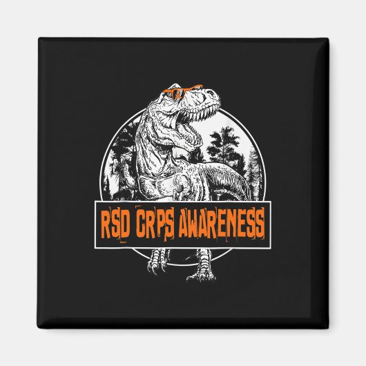 Aimant Dinosaure Orange Ribbon de sensibilisation RSD CRP (Devant)