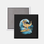Aimant Dinosaure T-rex surfeur de plage  (Recto/Verso)