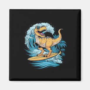 Aimant Dinosaure T-rex surfeur de plage