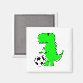Aimant Dinosaure Vert Aime Le Football (Recto/Verso)