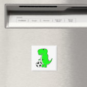 Aimant Dinosaure Vert Aime Le Football (In Situ (Lave-vaisselle))