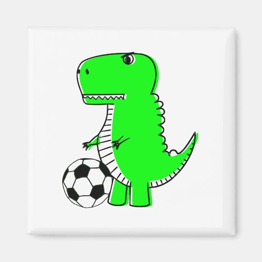 Aimant Dinosaure Vert Aime Le Football (Devant)