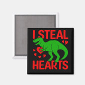 Aimant Dinosaure Vert Valentine I Voler Coeurs (Recto/Verso)