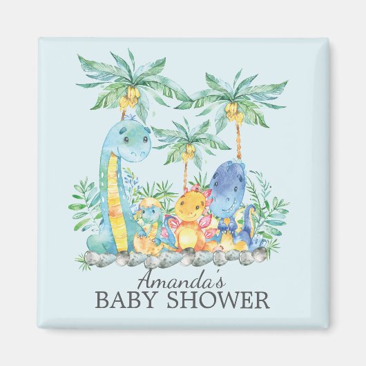 Aimant Dinosaures mignons Baby shower Favoriser l'aimant (Devant)