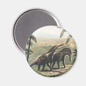 Aimant Dinosaures vintages, Amargasaurus aux palmiers (Recto/Verso)