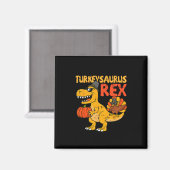 Aimant Dinosaurus Dinde Rex Dinosaure Garçon de Thanksgiv (Recto/Verso)