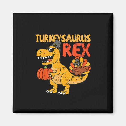 Aimant Dinosaurus Dinde Rex Dinosaure Garçon de Thanksgiv (Devant)