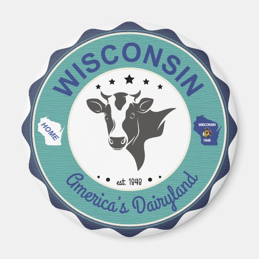 Aimant d'insigne du Dairyland du Wisconsin (Devant)