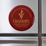Aimant Diplôme de l'école vétérinaire Maroon Gold sur mes<br><div class="desc">Cet aimant moderne marron vétérinaire école de médecine vétérinaire graduation de l'aimant de la partie de diplôme d'études supérieures du collège en élégant script or pour la classe de 2024. Customisez avec votre université sous la médecine vétérinaire pour un grand cadeau de diplôme pour un DVM.</div>