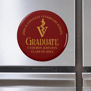 Aimant Diplôme de l'école vétérinaire Maroon Gold sur mes