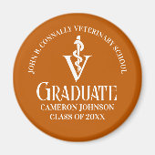 Aimant Diplôme d'école vétérinaire orange personnalisé (Devant)