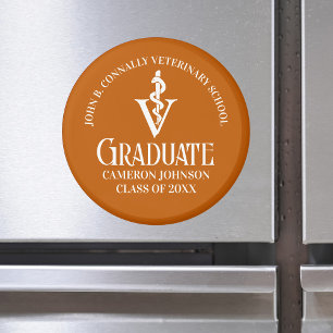 Aimant Diplôme d'école vétérinaire orange personnalisé