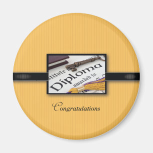 Aimant Diplôme d'études supérieures, Noir, Or, Cadeau ron
