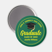 Aimant Diplômé Jaune Vert Diplôme Personnalisé (Recto/Verso)