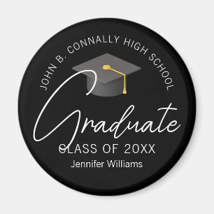 Aimant Diplômé Noir Élégant Diplômé Personnalisé