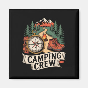 Aimant Directeur d'équipe de camping de randonnée rétro e