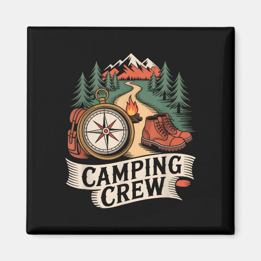 Aimant Directeur d'équipe de camping de randonnée rétro e (Devant)