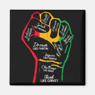 Aimant Dirigeants Noirs Inspirants Poing Puissant Main Mo