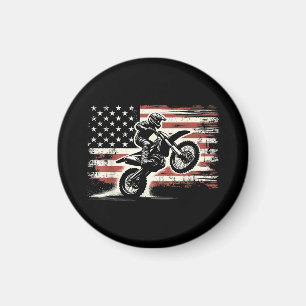 Aimant Dirt Bike American Flag Motocross Biker Vintage US