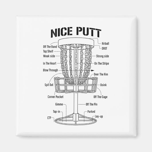 Aimant Disc Golf Sketch Beaucoup de Chance Blague de Golf (Devant)