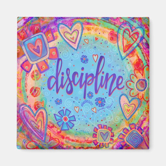 Aimant Discipline Colorful Inspirational Coeurs tendance (Devant)