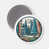 Aimant Disk Golf in the Woods Retro Vibe Art (Recto/Verso)