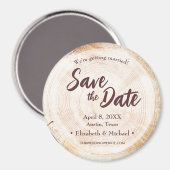 Aimant Disque coupe bois Brown mariage personnalisé (Recto/Verso)