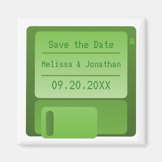 Aimant Disquette Enregistrer l'aimant de date, vert (Devant)