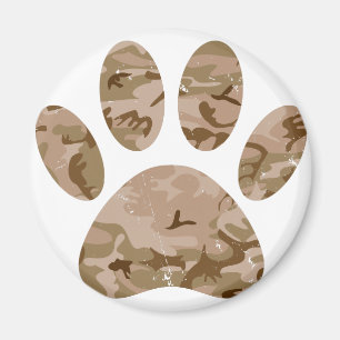 Aimant Distressed Desert Camo Dog Paw Print