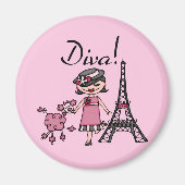 Aimant Diva de cheveux noirs (Devant)