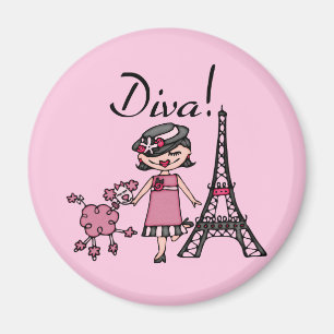 Aimant Diva de cheveux noirs