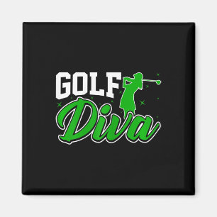 Aimant Diva de golf féminin - Femme amateur de golf drôle
