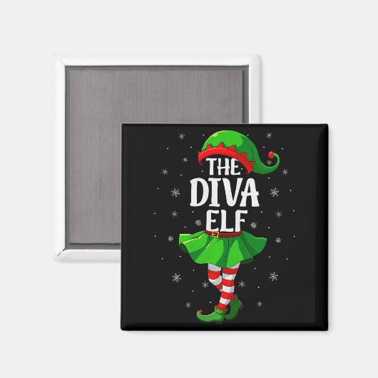 Aimant Diva Elf Christmas Girls Women Elf Squad Xmas Fami (Recto/Verso)