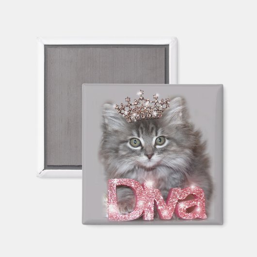 Aimant Diva Kitty avec Tiara (Recto/Verso)