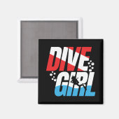 Aimant Diver de plongée cadeau pour les femmes, Dive Girl (Recto/Verso)