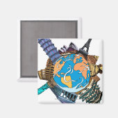 Aimant Divers lieux célèbres du monde (Recto/Verso)